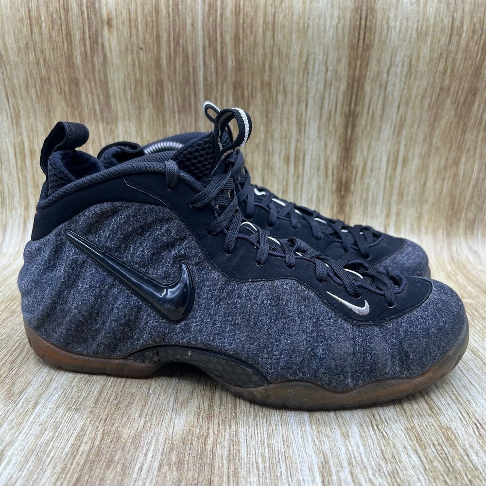 Nike Air Foamposite Pro Men's Size 8 Grey Wool Fleece Black Gum 624041-007